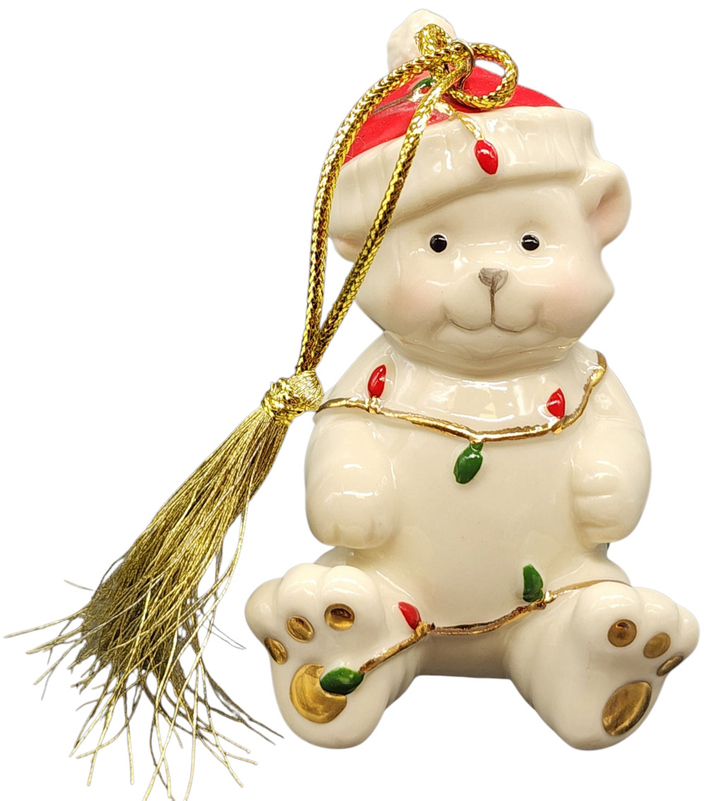 Lenox American By Design Christmas Teddy Bear Ornament In Red Box - Open Box